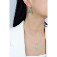 Liveyn Design Çam Ağacı Yılbaşı Temalı Kolye Küpe Set