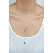 Liveyn Design Ince Zincir Kalp ve Nazar Boncuğu Kolye