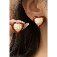 Liveyn Design Inci Detay Kırmızı Kalp Küpe