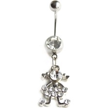 Liveyn Design Taşlı Çelik Göbek Piercing