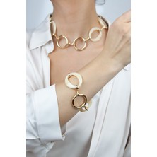 Liveyn Design Kemik Görünümlü Büyük Halka Kolye Bileklik Set