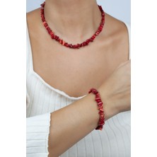 Liveyn Design Mercan Doğaltaş Kolye Bileklik Set