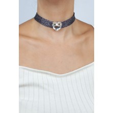 Liveyn Design Şeffaf Kalp Kristal Choker Kolye
