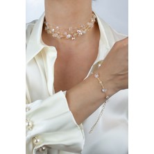 Liveyn Design Kristal Taşlı Gold Kolye Bileklik Set