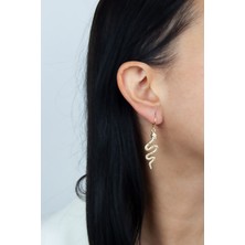 Liveyn Design Yılan Figür Gold Renk Sallantı Küpe