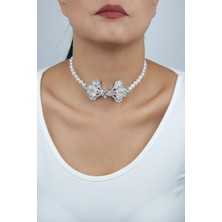 Liveyn Design Zirkon Taşlı Cam Inci Choker Kolye