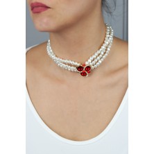 Liveyn Design Kırmızı Inci Choker Kolye