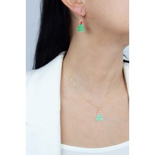 Liveyn Design Çam Ağacı Yılbaşı Temalı Kolye Küpe Set