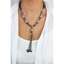 Liveyn Design Püskül Uçlu Kristal Detay Kadın Kolye