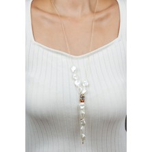 Liveyn Design Inci ve Renkli Zirkon Taşlı Ince Zincir Uzun Kolye