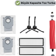 robotyedek Roborock Qrevo (Dikkat! S,pro,maxv Değil!) Uyumlu Ana Fırça, Hepa Filtre,siyah Yan Fırça, Toz Torbası 7 Parça