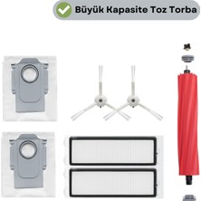robotyedek Roborock Qrevo (Dikkat! S,pro,maxv Değil!) Uyumlu Ana Fırça, Hepa Filtre,beyaz Yan Fırça, Toz Torbası 7 Parça