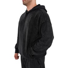 Kingsize Nutrition Kingsize Darksteel Antik Yıkamalı Oversize Sweatshirt Siyah