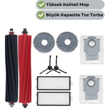 robotyedek Roborock Qrevo Master Uyumlu Ana Fırça, Hepa Filtre,siyah Yan Fırça, Mop, Toz Torbası 9 Parça