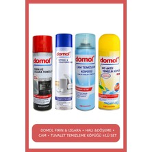 Domol Fırın & Izgara + Halı & Döşeme + Cam + Tuvalet Temizleme Köpüğü 4'lü Set