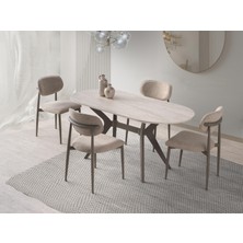 Erezoğulları Mobilya Star Polo Travertan Cappucino Mutfak Masa Sandalye Takımı 82X138