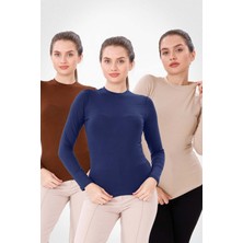 Yade Fashion Uzun Kol Bisiklet Yaka Body 3'lü Set