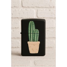 Nurdic Uv Baskılı Desenli Metal Benzinli Siyah Çakmak Cep Çakmağı - Kaktüs Dekor