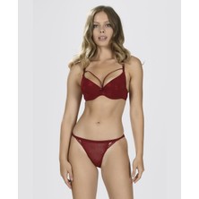 Intive Lingerie Nbb Bordo Dantelli Desteksiz Balenli Göğsü Şeritli Sütyen Külot TAKIM-4425