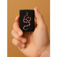 Nurdic Özel Tasarım Şık ve Dayanıklı Uv Desenli Baskılı Benzinli Metal Çakmak Italian Snake