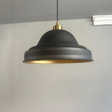 Bamyum Ulmete Siyah Yarım Lale Başlık Tekli Sarkıt Avize Salon Ofis Otel Avizeleri Tasarım Vintage