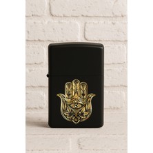 Nurdic Uv Baskılı Desenli Metal Benzinli Siyah Çakmak Cep Çakmağı - Nazar