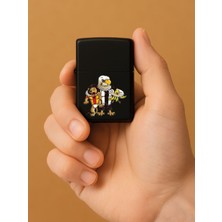 Nurdic Özel Tasarım Şık ve Dayanıklı Uv Desenli Baskılı Benzinli Metal Çakmak Siyah Beyazım