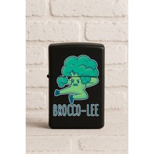 Nurdic Uv Baskılı Desenli Metal Benzinli Siyah Çakmak Cep Çakmağı - Brokoli