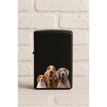 Nurdic Uv Baskılı Desenli Metal Benzinli Siyah Çakmak Cep Çakmağı - Şaşkın Köpekler