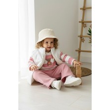 Miniğimin Cicileri Fiyonk Detaylı Şişme Yelekli Ayıcık Desenli Kız Bebek  3 Lü takım- Somon