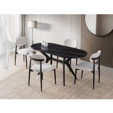 Erezoğulları Mobilya Star Polo Siyah Mermer Mutfak Masa Sandalye Takımı 82X138