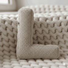 Woodesk Litera, L Harfi, Yastık, Kırlent, Elyaf Dolgulu, Welsoft Kumaş, 40 cm