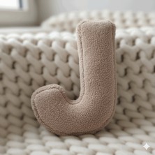 Woodesk Litera, J Harfi, Yastık, Kırlent, Elyaf Dolgulu, Welsoft Kumaş, 40 cm