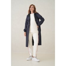 D1fference Su Geçirmez Kapüşonlu Fermuarlı Sık Dokuma Kadın Trençkot