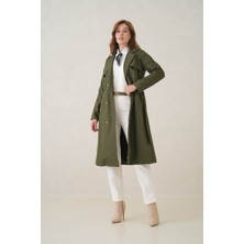 D1fference Su Geçirmez Kruvaze Yaka Sık Dokuma Kadın Trençkot