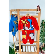 Miniğimin Cicileri Dino Baskılı Renkli Erkek Çocuk 2 Li kışlık takım - Kırmızı