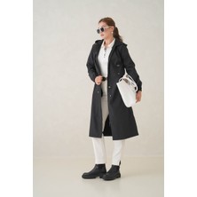 D1fference Su Geçirmez Kapüşonlu Fermuarlı Sık Dokuma Kadın Trençkot