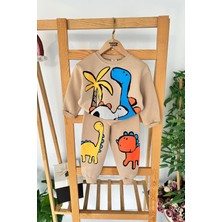 Miniğimin Cicileri Dino Baskılı Renkli Erkek Çocuk 2 Li kışlık takım - Kahverengi