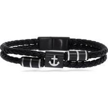 Celikchi Erkek Çapa Detay Örgü Model Deri Bileklik