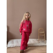 Rapapa Yıldız Taş Detaylı 3 Iplik Şardonlu Kız Çocuk Eşofman Takımı -  Kışlık Model 9098