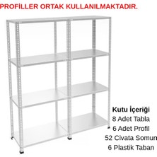Rafburada 4 Katlı Duble Galvaniz Çelik Raf - Depo, Arşiv, Kiler, Dosya, Market Rafı - 31x93 cm-150 cm-0.70 mm