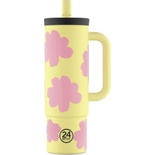 24 Bottles Straw Cup Daydreaming Yellow Pipetli Paslanmaz Çelik Termos 800 ml