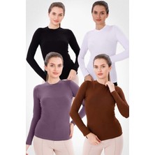 Yade Fashion Uzun Kol Bisiklet Yaka Body 4'lü Set