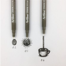 Artline 3lü Set Teknik Çizim Kalemi (0.2-0.3-0.6mm) Su Geçirmez Plastik ve Metal Malzeme