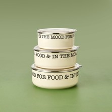 Mien 3'lü Emaye Saklama Kabı - Krem