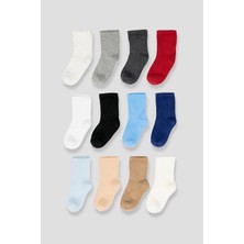 Defne Baby 12 Çift Mevsimsel Pamuklu & Desenli Erkek Çocuk ve Bebek Soket Çorap