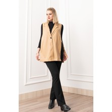 MissVina Arden Luxe Deri Şardonlu Uzun Yelek 9086