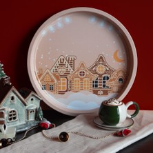 Sarkap Home Yılbaşı Desenli Dekoratif Metal Tepsi - Pink Midnight