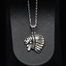 Silvalli 541 Kızılderili Başı Figürlü Gümüş Kolye