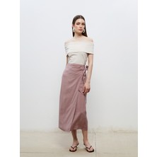 Beli Lastikli Modal Dokulu Bağlamalı Etek